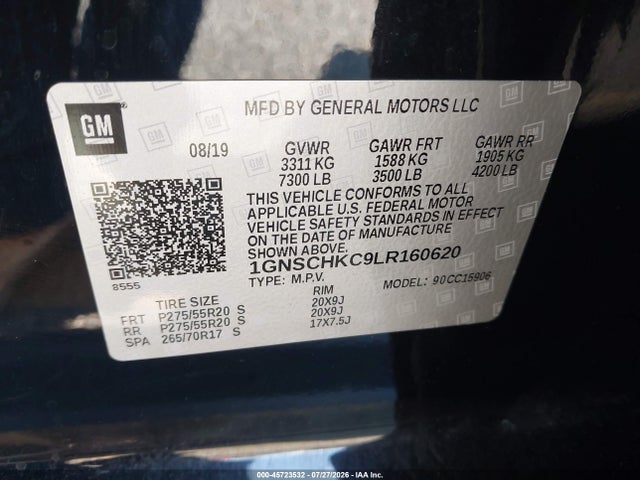 Chevrolet Suburban 2wd Lt 2020 1GNSCHKC9LR160620 Image 9