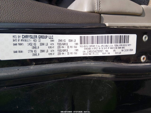2013 Dodge Durango Crew მანქანა იყიდება აუქციონზე, vin: 1C4RDHDG4DC597871, აუქციონის ნომერი: 45723600