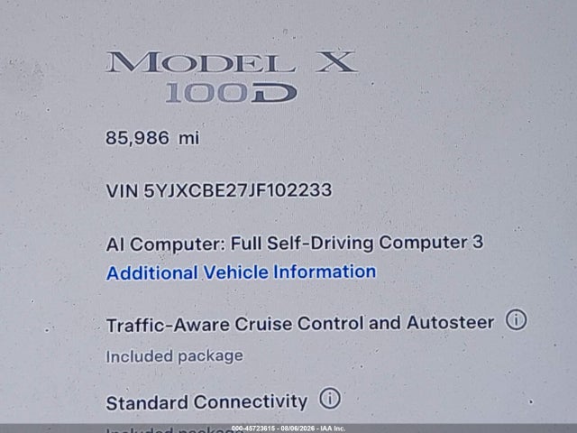 Tesla Model X 100d/75d/p100d 2018 5YJXCBE27JF102233 Image 15