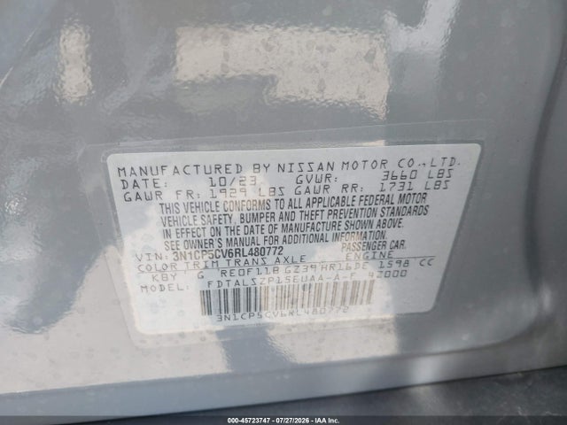 3N1CP5CV6RL480772 Nissan Kicks Sv Xtronic Cvt