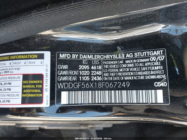 Aukcja sprzedaży 2008 Mercedes-benz C 350 Sport, vin: WDDGF56X18F067249, numer aukcji: 45723771