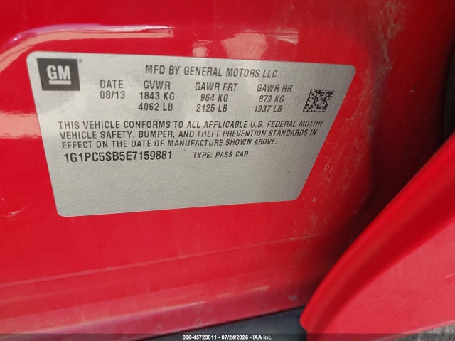 Chevrolet Cruze 1lt Auto 2014 1G1PC5SB5E7159881 Image 9