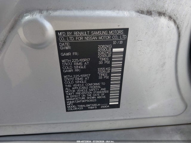 Nissan ROGUE SV 2019 KNMAT2MT9KP509123 Image 9