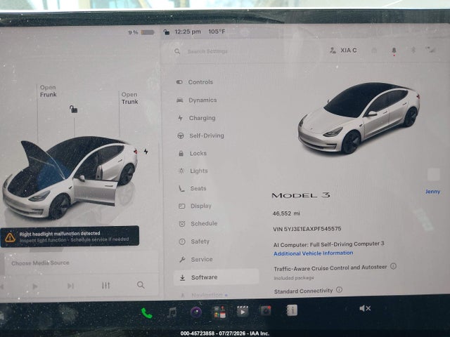 Продаж на аукціоні авто 2023 Tesla Model 3 Rear-wheel Drive, vin: 5YJ3E1EAXPF545575, номер лоту: 45723858