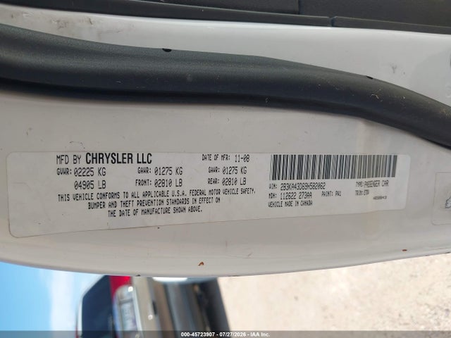 45723907 :رقم المزاد ، 2B3KA43D69H582062 vin ، 2009 Dodge Charger Se مزاد بيع