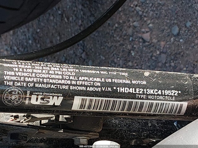Продаж на аукціоні авто 2019 Harley-davidson Xl883 N, vin: 1HD4LE213KC419522, номер лоту: 45723950