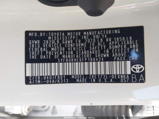Toyota Corolla Le Plus 2015 5YFBURHE6FP180424 Image 9