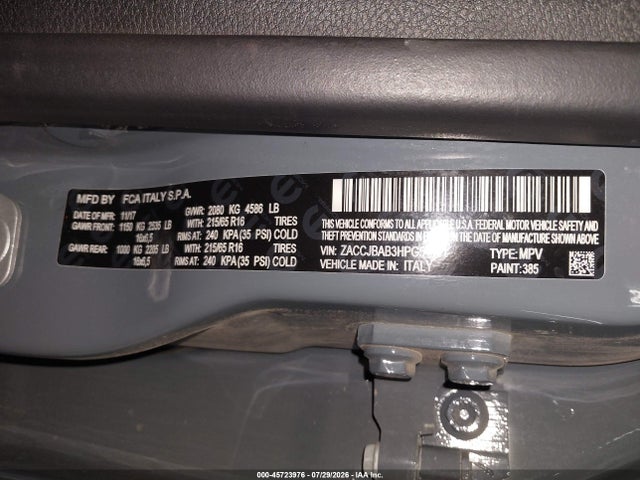 ZACCJBAB3HPG54101 Jeep Renegade Sport