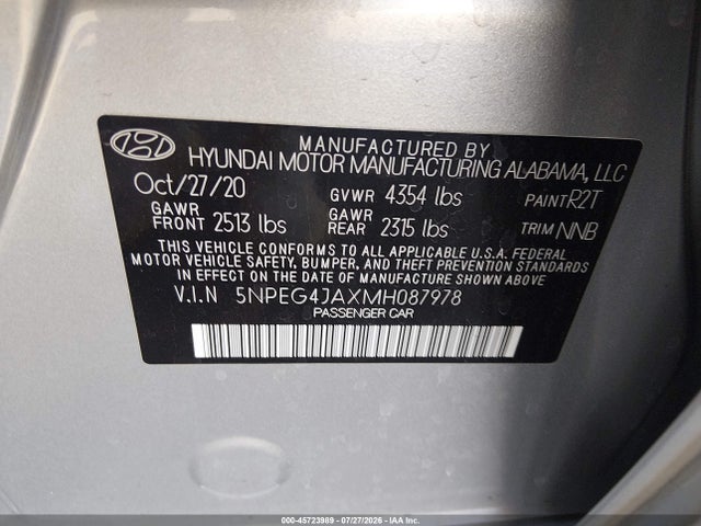 Hyundai SONATA SE 2021 5NPEG4JAXMH087978 Image 9