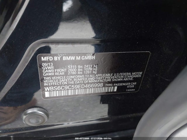 BMW M6 Gran Coupe 2014 WBS6C9C59ED466998 Image 9