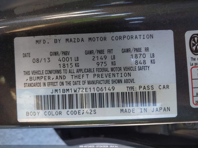 JM1BM1W72E1106149 Mazda Mazda3 I Grand Touring