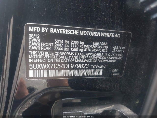 2013 Bmw X3 Xdrive35i მანქანა იყიდება აუქციონზე, vin: 5UXWX7C54DL979823, აუქციონის ნომერი: 45724060