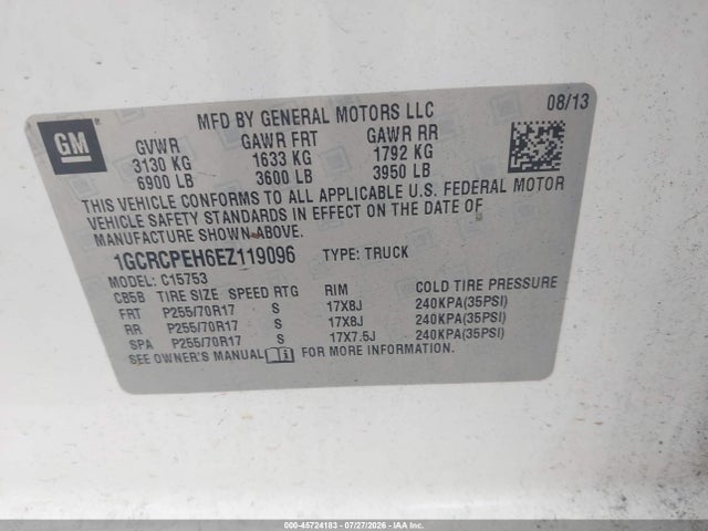 Продажа на аукционе авто 2014 Chevrolet Silverado 1500 Work Truck, vin: 1GCRCPEH6EZ119096, номер лота: 45724183