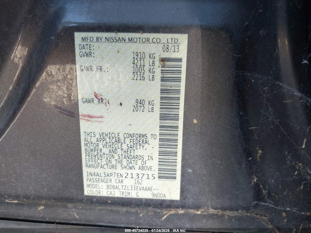 1N4AL3AP7EN213715 Nissan Altima 2.5 Sv
