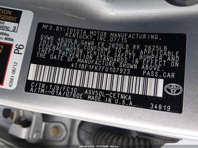 Toyota CAMRY LE 2015 4T1BF1FK7FU107923 Image 9