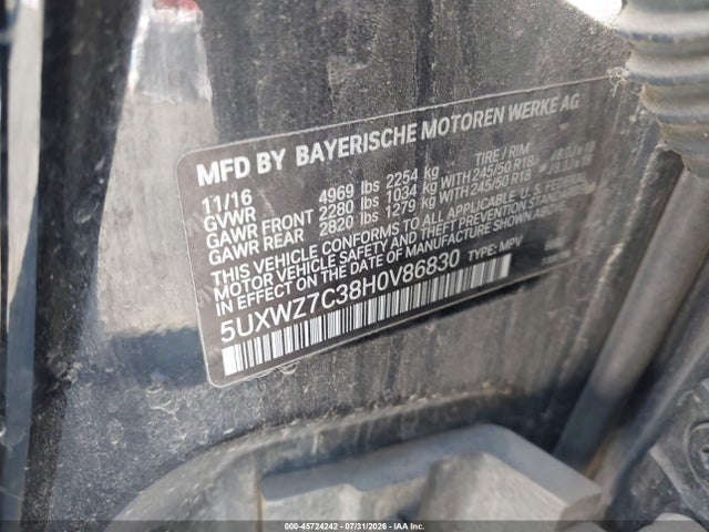Продаж на аукціоні авто 2017 Bmw X3 Sdrive28i, vin: 5UXWZ7C38H0V86830, номер лоту: 45724242