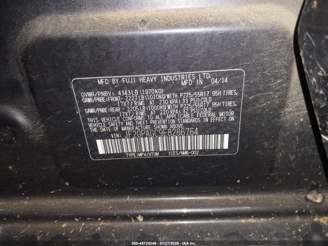 45724246 :رقم المزاد ، JF2GPAGC9E8286764 vin ، 2014 Subaru Xv Crosstrek 2.0i Limited مزاد بيع