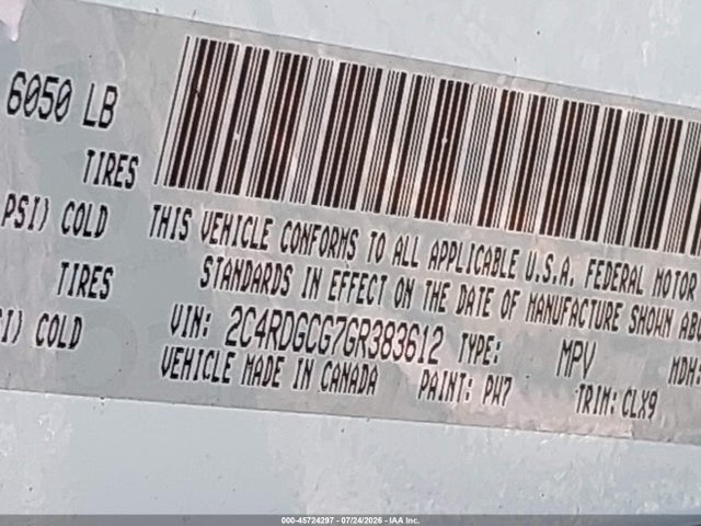 Продажа на аукционе авто 2016 Dodge Grand Caravan Sxt, vin: 2C4RDGCG7GR383612, номер лота: 45724297