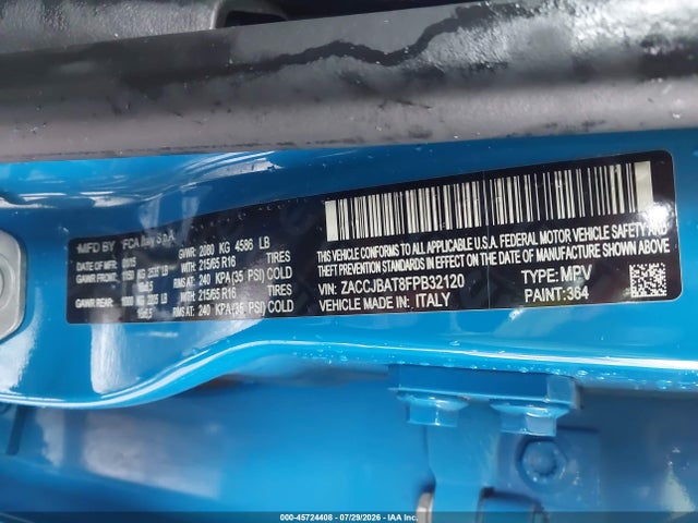 Aukcja sprzedaży 2015 Jeep Renegade Sport, vin: ZACCJBAT8FPB32120, numer aukcji: 45724408