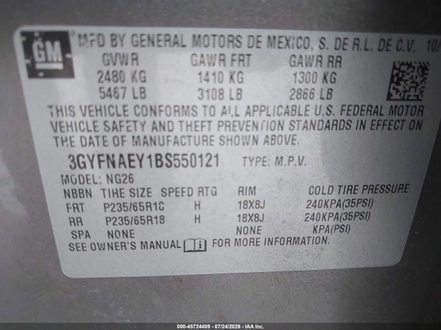 Продаж на аукціоні авто 2011 Cadillac Srx Luxury Collection, vin: 3GYFNAEY1BS550121, номер лоту: 45724409
