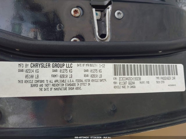 Продажа на аукционе авто 2012 Chrysler 300, vin: 2C3CCAAG5CH193238, номер лота: 45724424