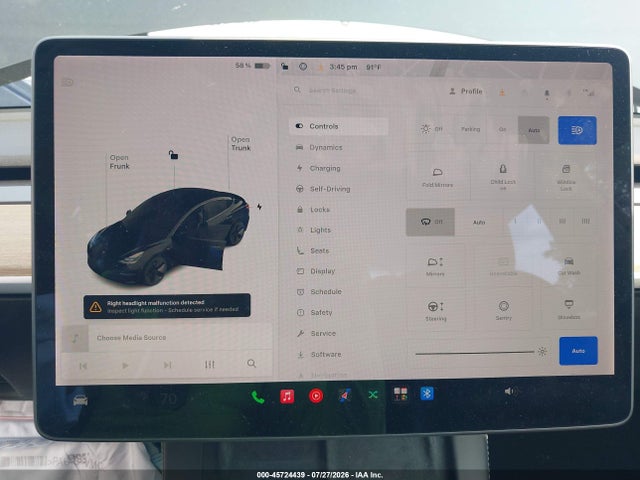 2021 Tesla Model 3 Standard Range Plus Rear-wheel Drive მანქანა იყიდება აუქციონზე, vin: 5YJ3E1EA1MF027415, აუქციონის ნომერი: 45724439