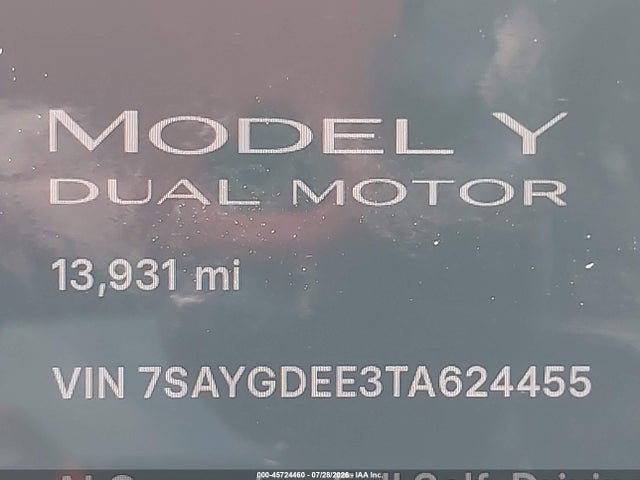 45724460 :رقم المزاد ، 7SAYGDEE3TA624455 vin ، 2026 Tesla Model Y All-wheel Drive/long Range Launch Series/premium All-wheel Drive مزاد بيع