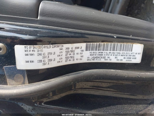 Aukcja sprzedaży 2004 Jeep Grand Cherokee Laredo, vin: 1J4GW48S04C301862, numer aukcji: 45724536