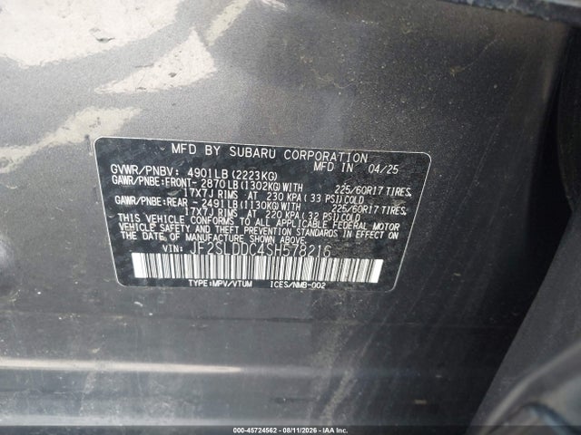 Aukcja sprzedaży 2025 Subaru Forester Premium, vin: JF2SLDDC4SH578216, numer aukcji: 45724562