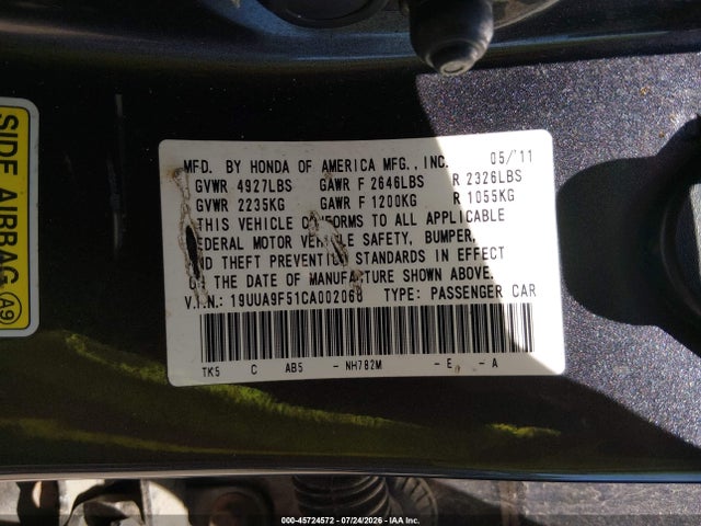 Продаж на аукціоні авто 2012 Acura Tl 3.7, vin: 19UUA9F51CA002068, номер лоту: 45724572
