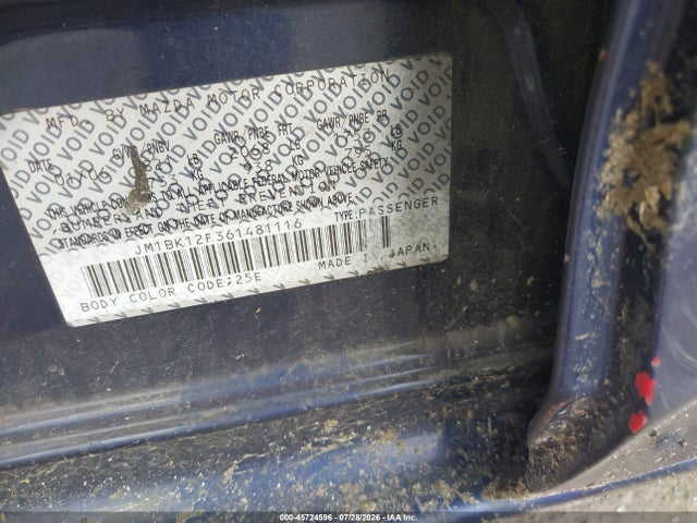 Продаж на аукціоні авто 2006 Mazda Mazda3 I Touring, vin: JM1BK12F361481116, номер лоту: 45724596