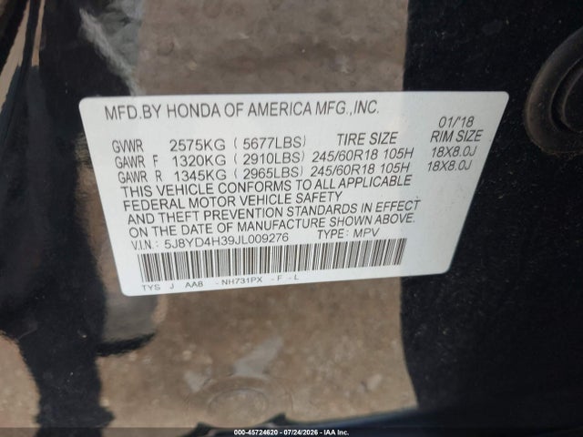 Acura MDX 2018 5J8YD4H39JL009276 Image 9