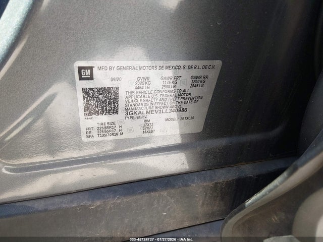 Продаж на аукціоні авто 2020 Gmc Terrain Fwd Sle, vin: 3GKALMEV1LL340986, номер лоту: 45724727