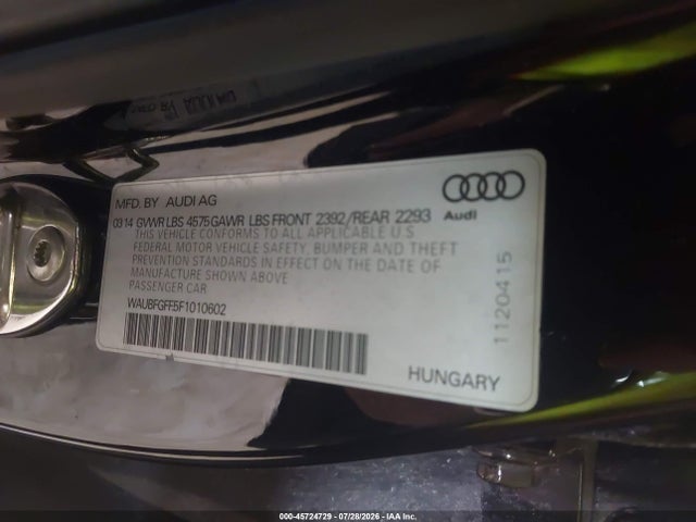 Aukcja sprzedaży 2015 Audi A3 2.0t Premium, vin: WAUBFGFF5F1010602, numer aukcji: 45724729