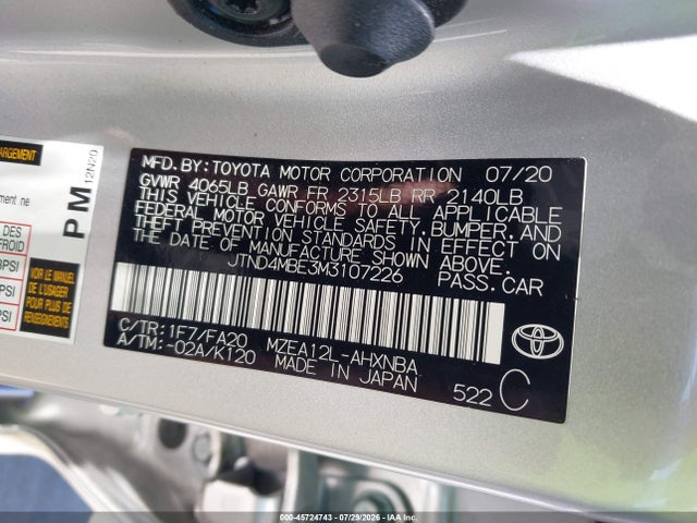 Продаж на аукціоні авто 2021 Toyota Corolla Se Nightshade Edition, vin: JTND4MBE3M3107226, номер лоту: 45724743