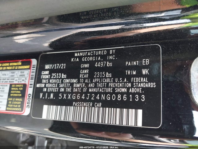Продаж на аукціоні авто 2022 Kia K5 Gt-line, vin: 5XXG64J24NG086133, номер лоту: 45724778