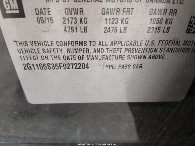 Chevrolet IMPALA 2LZ 2015 2G1165S35F9272204 Image 9