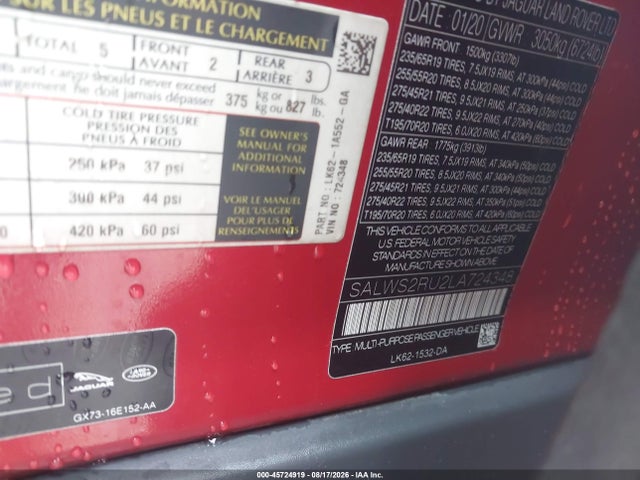 SALWS2RU2LA724348 Land Rover Range Rover Sport Hst Mhev