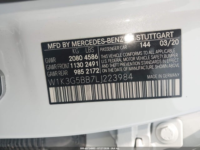 Продажа на аукционе авто 2020 Mercedes-benz Amg A 35 4matic, vin: W1K3G5BB7LJ223984, номер лота: 45724983