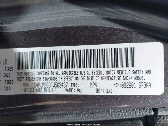 Продажа на аукционе авто 2015 Jeep Cherokee Trailhawk, vin: 1C4PJMBS3FW563437, номер лота: 45725028