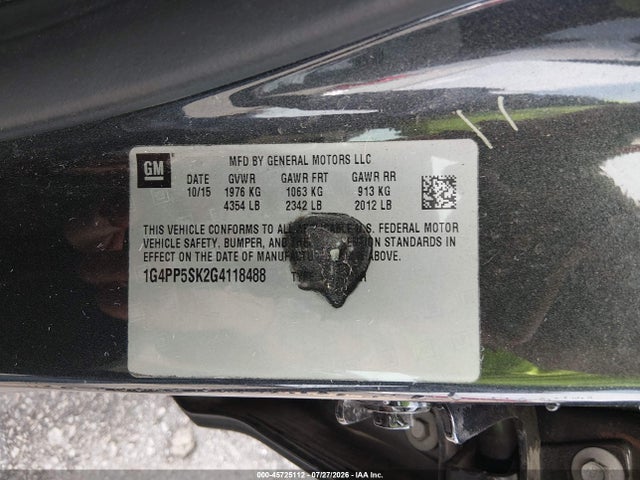 45725112 :رقم المزاد ، 1G4PP5SK2G4118488 vin ، 2016 Buick Verano مزاد بيع