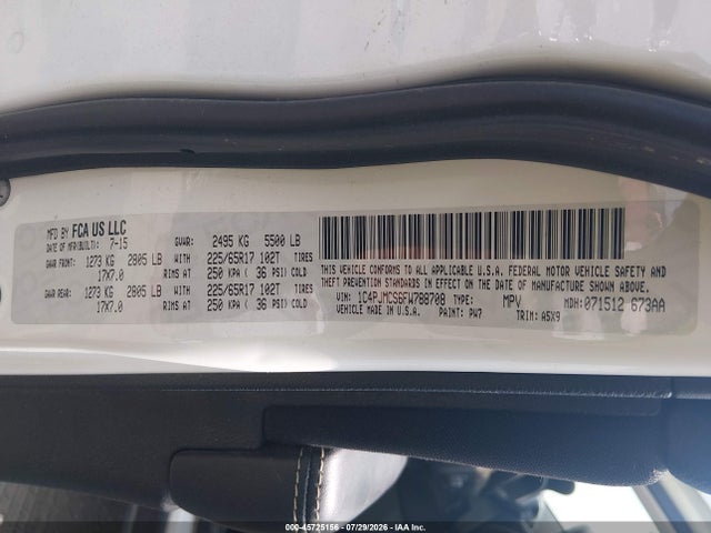 Продажа на аукционе авто 2015 Jeep Cherokee Latitude, vin: 1C4PJMCS6FW788708, номер лота: 45725156