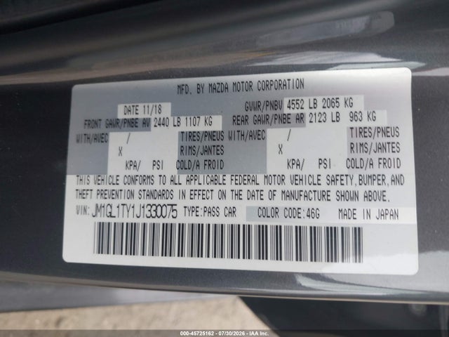 JM1GL1TY1J1330075 Mazda Mazda6 Grand Touring