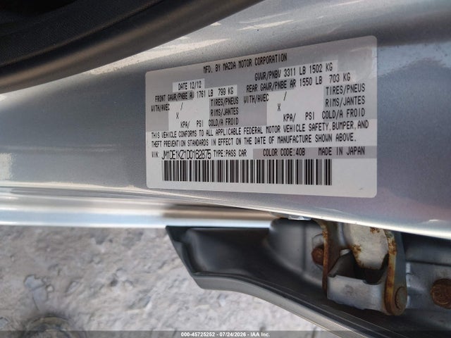 Auction sale of the 2013 Mazda Mazda2 Sport, vin: JM1DE1KZ1D0162875, lot number: 45725252