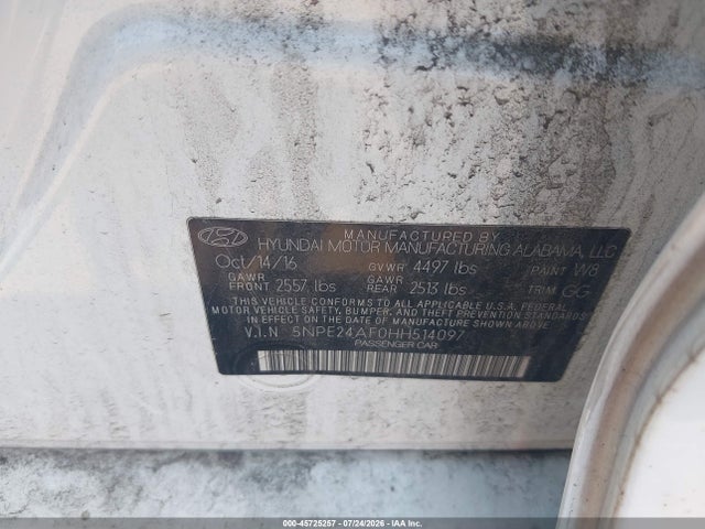 Hyundai SONATA SE 2017 5NPE24AF0HH514097 Image 9