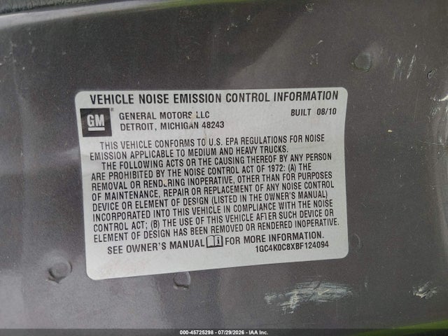 Продажа на аукционе авто 2011 Chevrolet Silverado 3500hd Lt, vin: 1GC4K0C8XBF124094, номер лота: 45725298