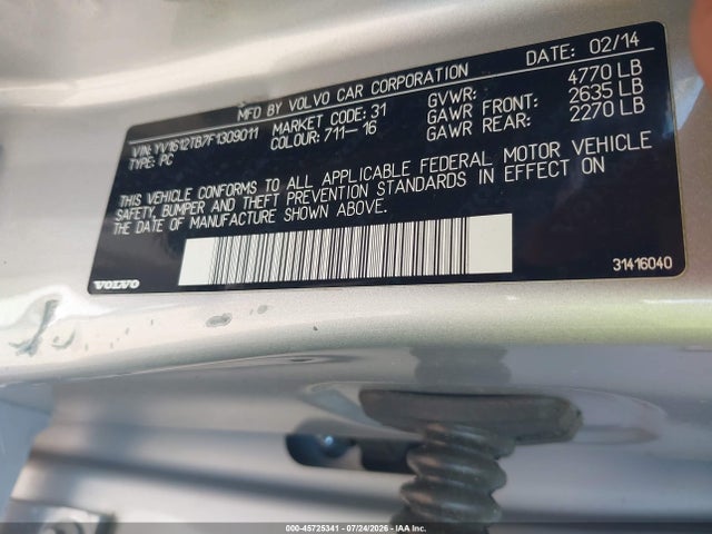 2015 Volvo S60 T5 Premier მანქანა იყიდება აუქციონზე, vin: YV1612TB7F1309011, აუქციონის ნომერი: 45725341