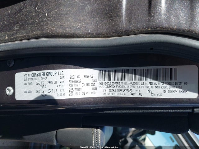 2015 Jeep Cherokee Latitude მანქანა იყიდება აუქციონზე, vin: 1C4PJLCB8FW573020, აუქციონის ნომერი: 45725362
