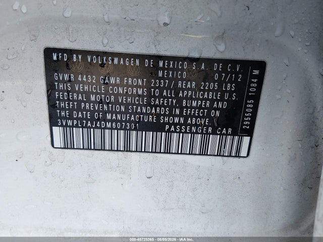 45725365 :رقم المزاد ، 3VWPL7AJ4DM607301 vin ، 2013 Volkswagen Jetta Sportwagen 2.0l Tdi مزاد بيع