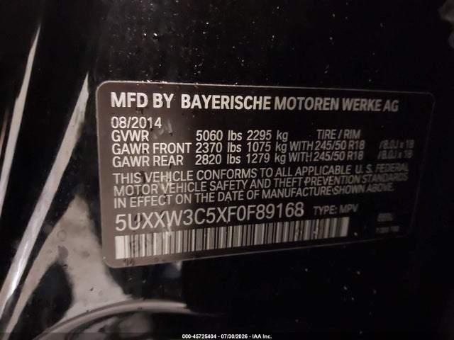 Продаж на аукціоні авто 2015 Bmw X4 Xdrive28i, vin: 5UXXW3C5XF0F89168, номер лоту: 45725404